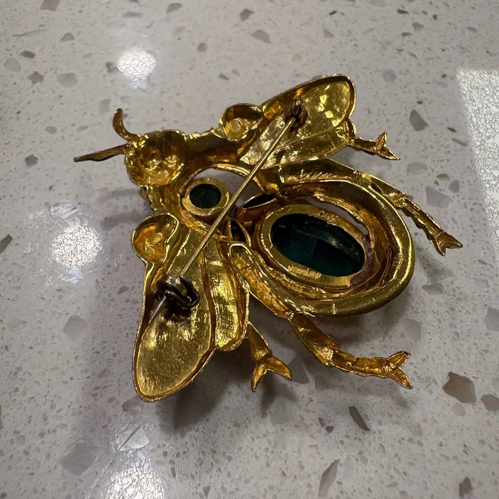 Vintage Gold and Green Insect Brooch - Picture 4 of 6
